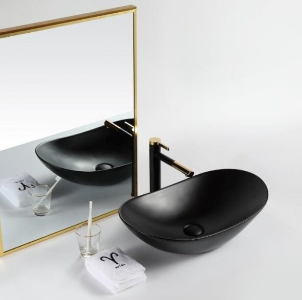 BelBagno Раковина накладная керамическая, чёрная матовая, BB1404-H301, 605x370x150