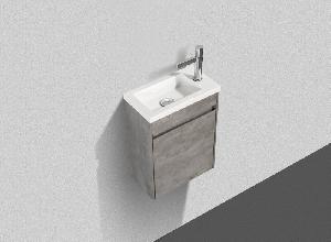 BelBagno PIETRA MINI Тумба подвесная, левосторонняя. STUCCO CEMENTO (PIETRA MINI-460-1A-SO-SCM-L) раковиной из искусственного мрамора (BB-460-PM-LVB)