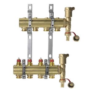 Danfoss 088U0704 Комплект коллекторов FHF-4 set с кронштейнами и воздухоотводчиками, 4 контура